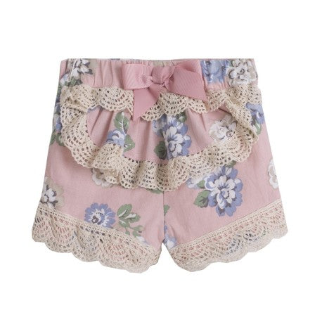 Pantalón corto para vestir detalle volantes de encaje-ALM-BGV98575